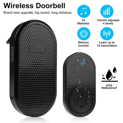 Drahtlose Türklingel Smart Home Willkommen Türklingel Wasserdicht 32 Songs 4 Level Volume Intelligente Türklingel Chime Kit US/EU Stecker