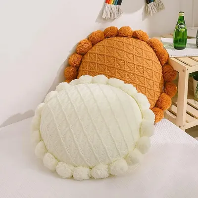 Böhmische runde Wurf kissen Stuhl polster Sitz boden Kissen Kissen hand gefertigte Pompons Image