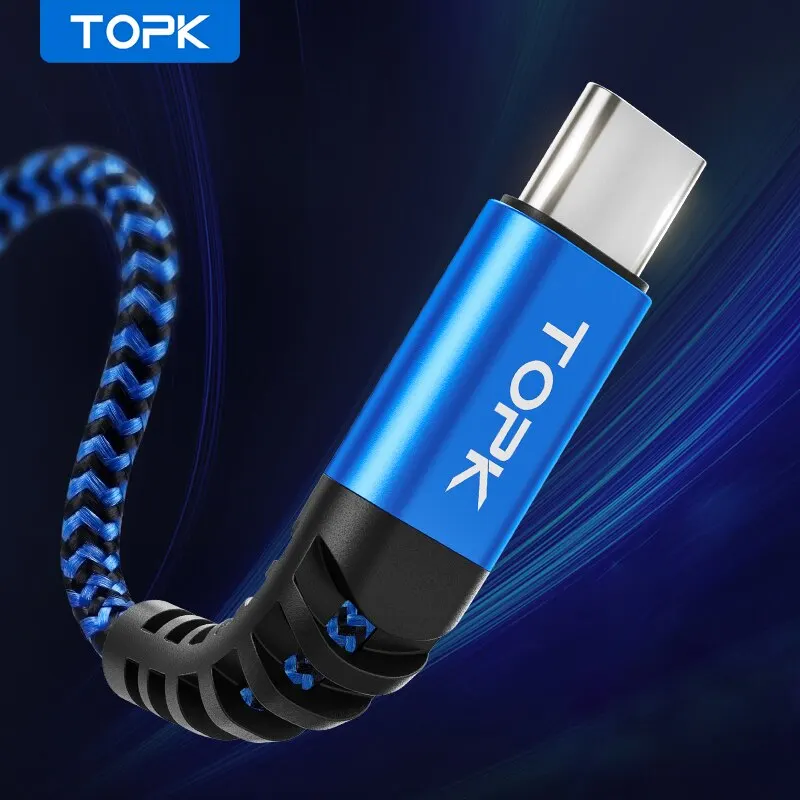USB-C-Kabel 6,6 Fuß 3A Schnellladung TOPK USB A auf Typ-C-Ladekabel geflochten für Samsung Galaxy A10e A20 A50 A51 A71 S20 S10 S9 S8 Image