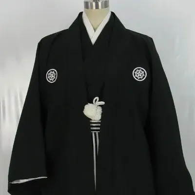Sommer schwarz japanische traditionelle Samurai Kimono für Männer Yukata Bademantel Hekoobi lose Stil Sauna Homewear Gürtel langes Kleid Image