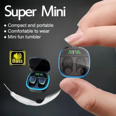 Schlafende Ohrhörer, kabellose Mini-Kopfhörer für die Arbeit, TWS, Bluetooth 5.4, Stereo, versteckte Headsets mit Mikrofon, HD-Anruf, wasserdicht Image