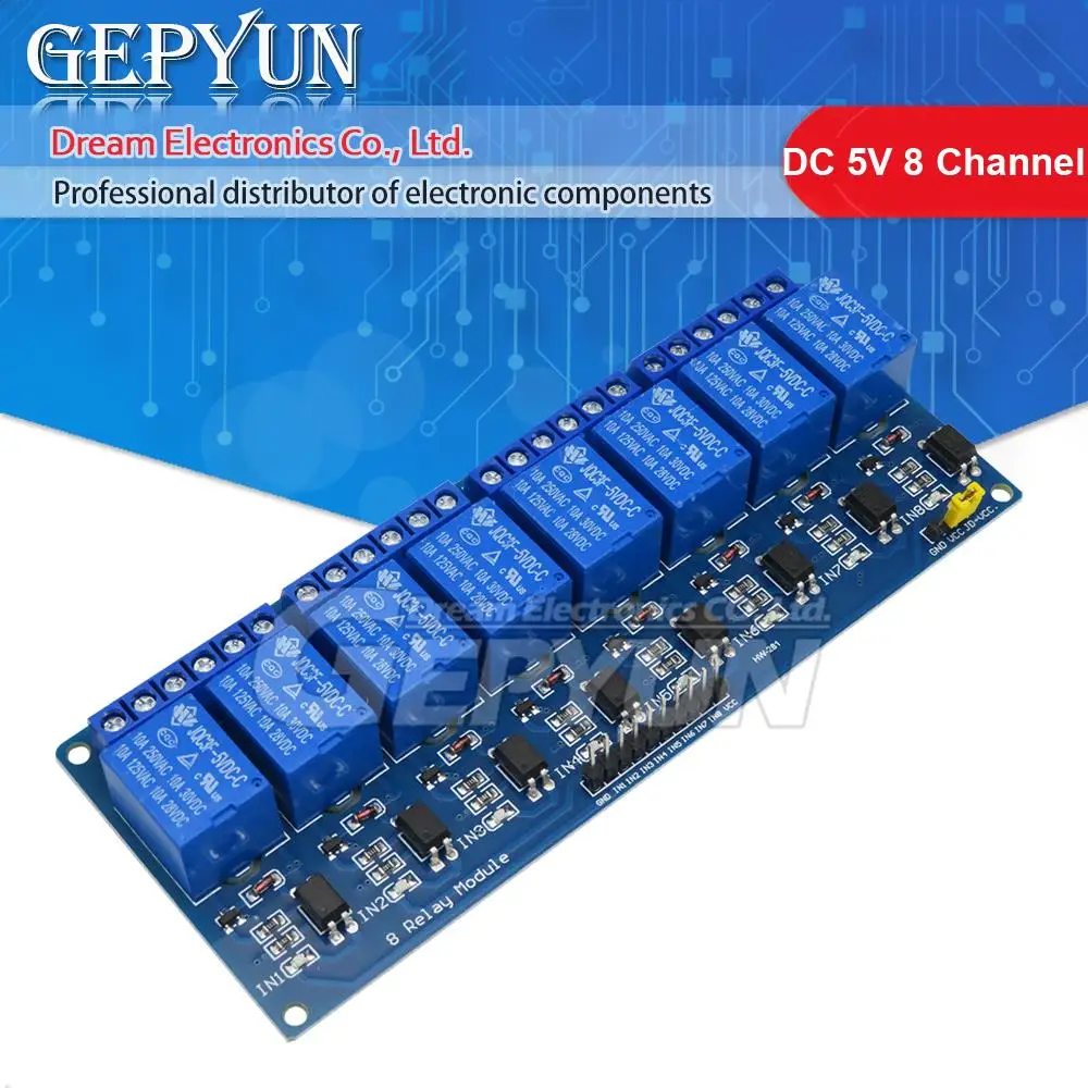 DC 5V 8-Kanal-Relaismodul DC5V Low Level für die Steuerung von Haushalts geräten für Arduino Himbeer Pi DIY Kit Image
