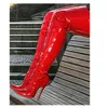 Rot über Knie hoch Lack leder Stiefel dünne High Heel Mode sexy Roman Stil Sommer Frau Schuhe