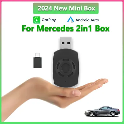 Für Mercedes verdrahtet auf drahtlose 2 in1 Carplay & Android Auto Mini Box Auto Smart Convert Mini Dongle Wifi Unterstützung Netflix Youtube Box