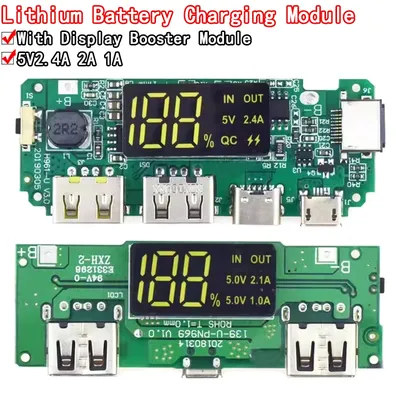 LED Dual USB 5 V 2,4 A Micro/Typ-C USB Mobile Power Bank 18650 Lademodul Lithium Batterie Ladegerät Image