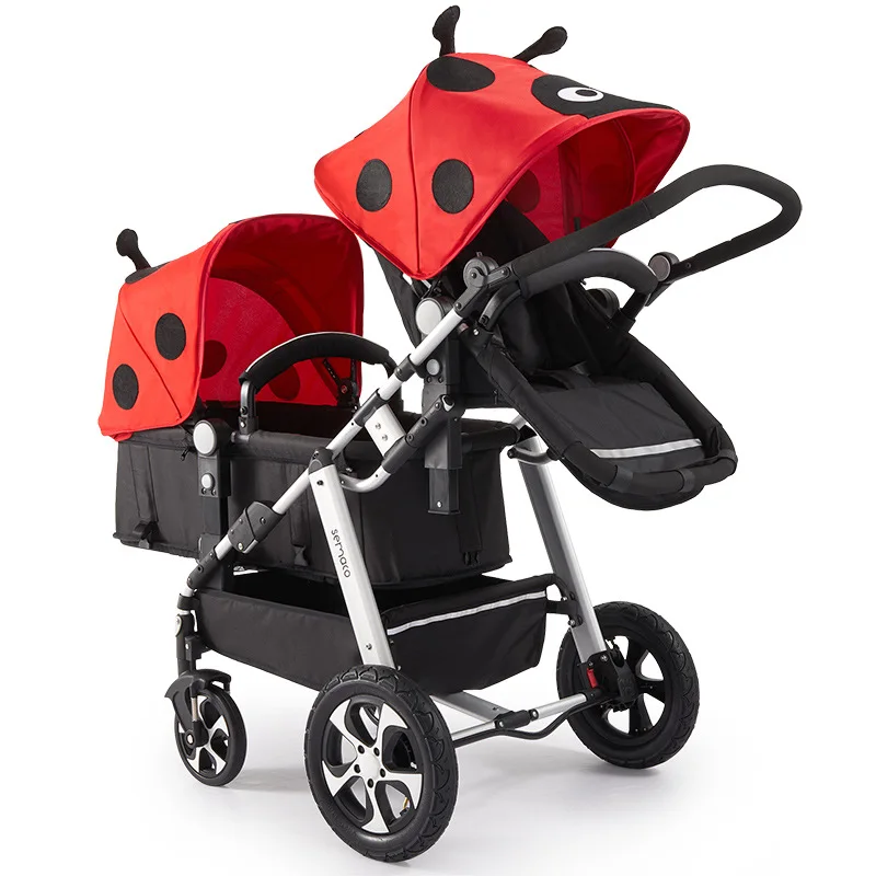 Neuer Zwillings-Kinderwagen 2 in 1, Reise-Kinderwagen, Neugeborenen-Kinderwagen, tragbarer Kinderwagen, doppelter Kinderwagen mit vier Rädern