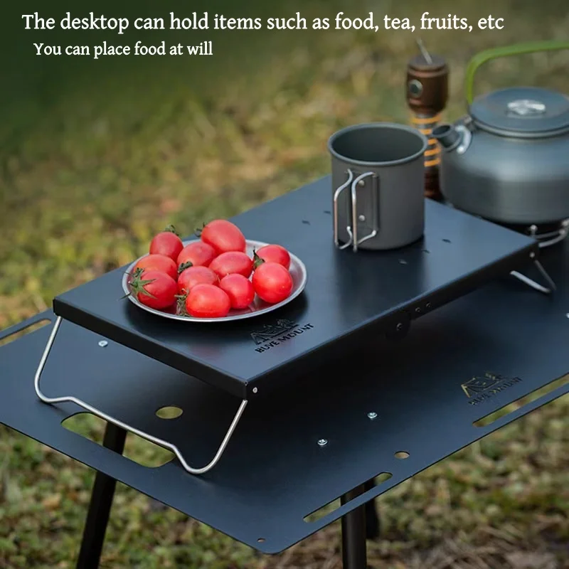 Outdoor Klapptisch tragbare Picknick tisch Kassette Herd Tisch Stahlplatte Spinnen ofen Tisch Camping Wärme isolation tisch Image