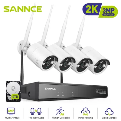 SANNCE 8CH 5MP WiFi NVR 4PCS 3MP IR Outdoor Wetterfeste CCTV Wireless IP Kamera Sicherheit Video Überwachung System Kit