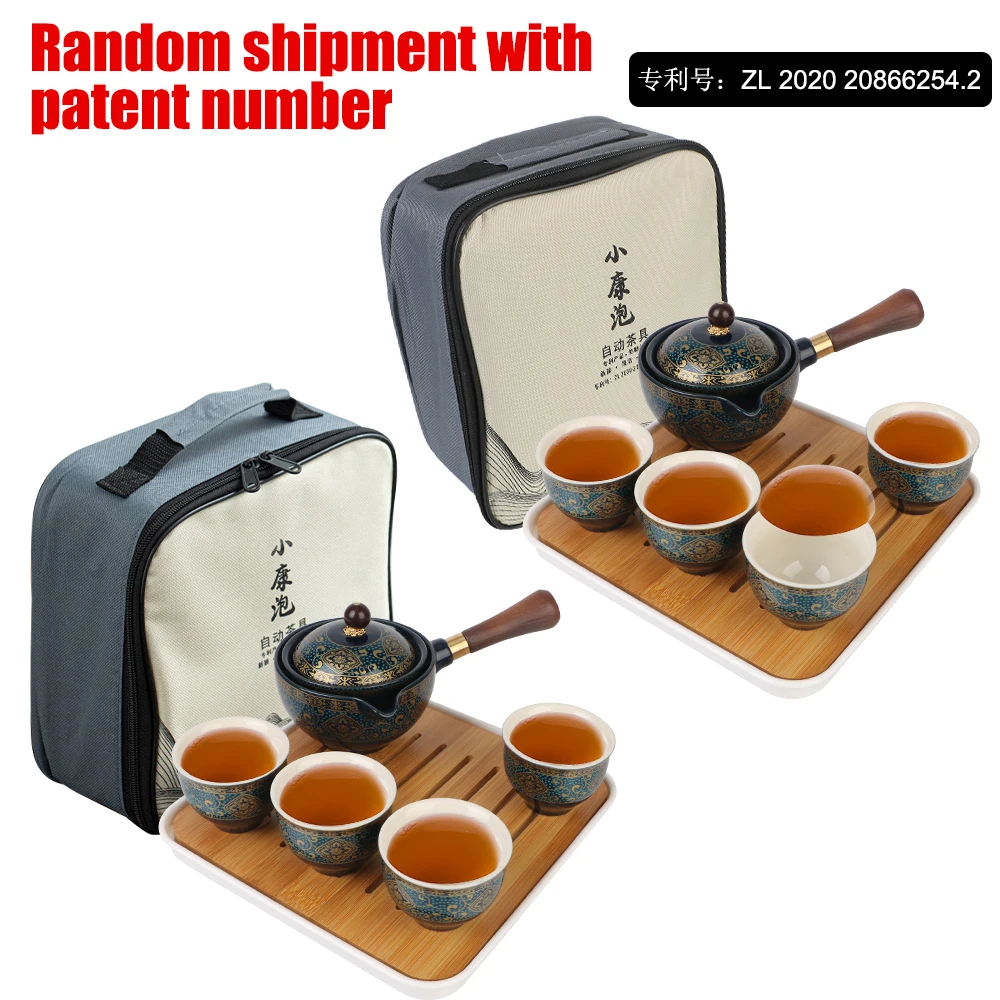 Porzellan chinesische Gongfu Tee Set Rotation Tee maschine und Infuser Keramik Tee tasse für Puer Blumen exquisite Form Image