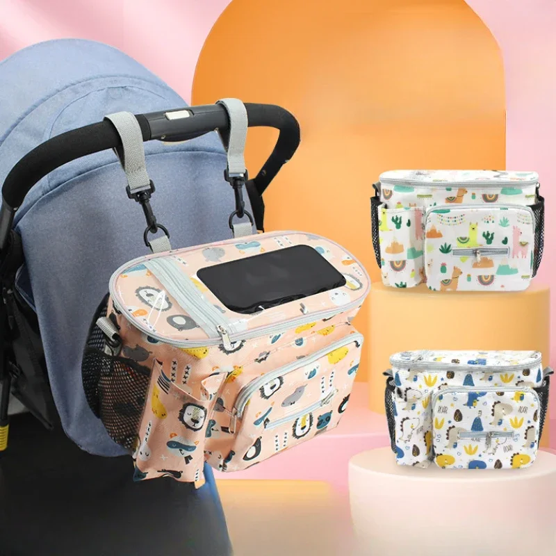 Kinderwagen Hänge taschen Nylon tragbare Kinder Flasche Taschentuch große Kapazität Aufbewahrung tasche Cartoon Tier multifunktion alen Anhänger