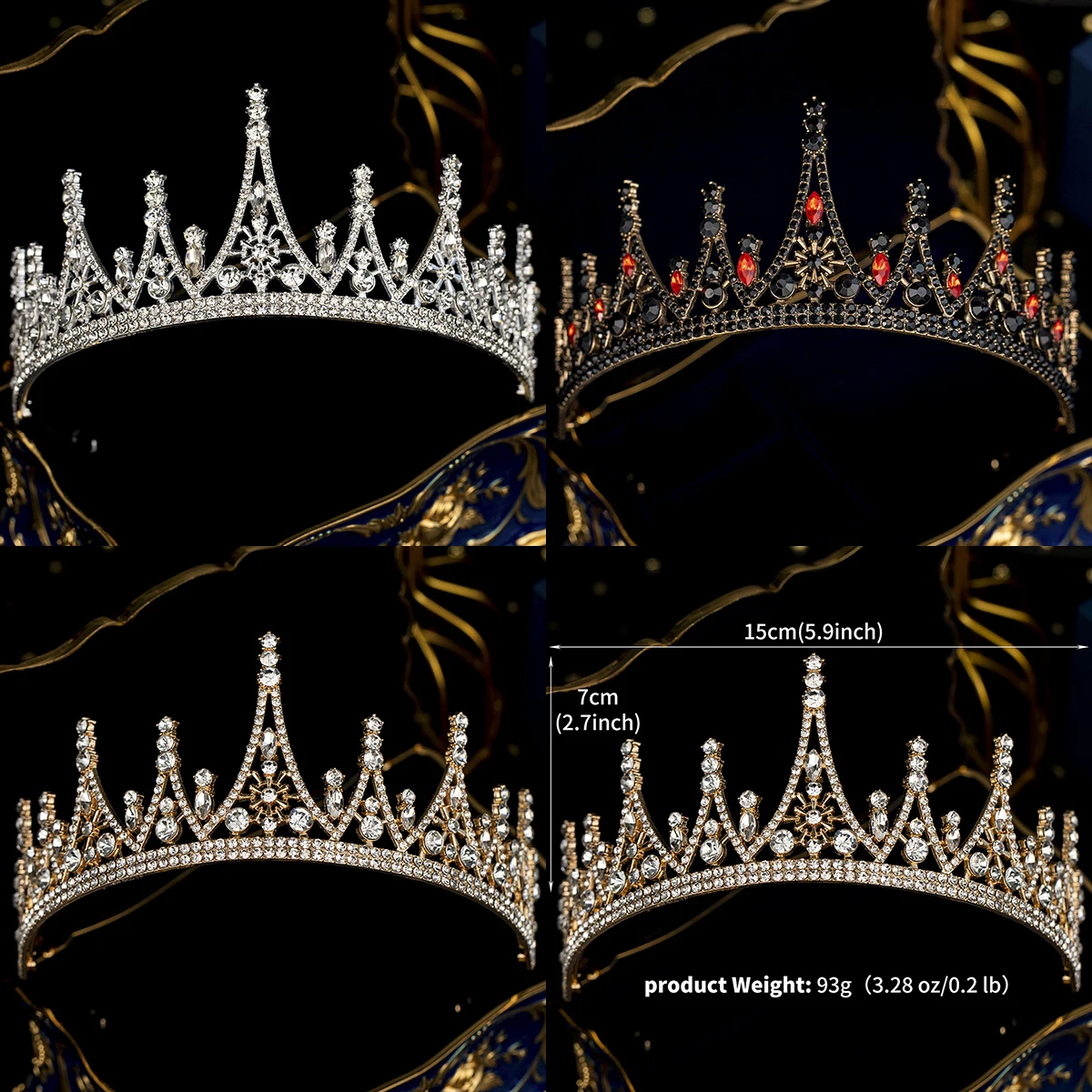 Legierung Strass Brautkrone Tiara Barock Brautkrone Hochzeit Haarschmuck Schmuck klassische Kuchen Party Kopf bedeckungen Image