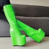 Zhima Frauen kniehohe Stiefel 20cm High Heels Plattform Keile Seite Reiß verschluss hohe Stiefel hand gefertigte Schuhe Frau große Größe 37 41 43 47