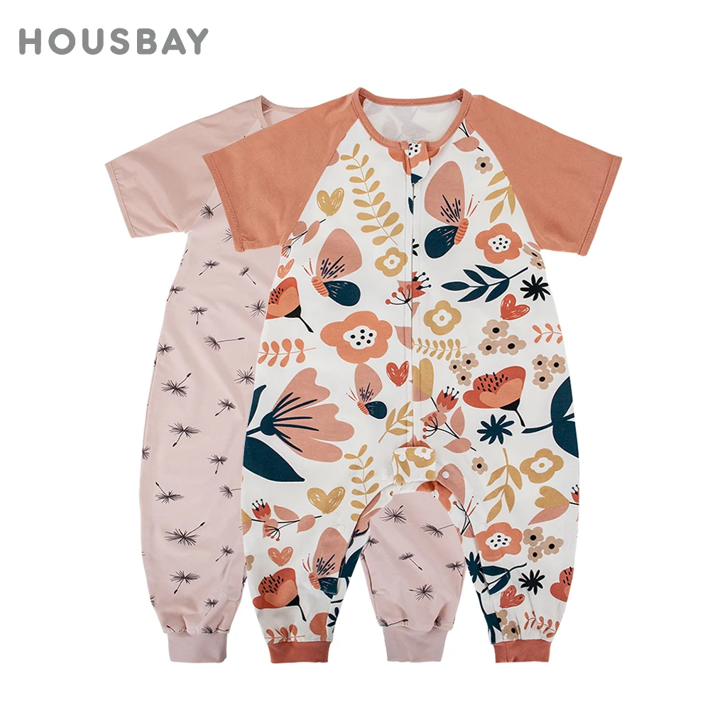 Kinder pyjamas Sommer dünne Decke Schläfer geteilte Beine Pyjamas Mädchen von 1 bis 4 Jahre alten Kinder Nachtwäsche leicht wechselnde Windeln Image