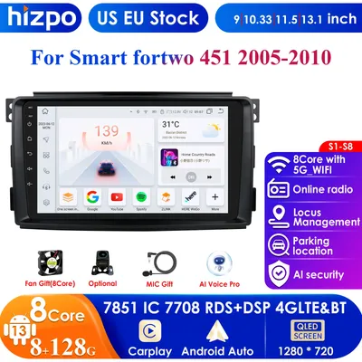 Ai systeme plus autoradio für smart fortwo 451 2005-2015 drahtloses carplay android auto no 2 din 2din dvd kopfe inheit rds dvr swc