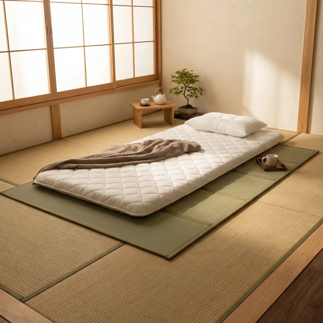Damedai 4-fach Tatami-Pad, japanische Möbel, Rush-Gras-Matratze, Futon für Ihr Bett, Rahmen, Boden, Schlafen, Yoga, faltbare Strohmatte Image