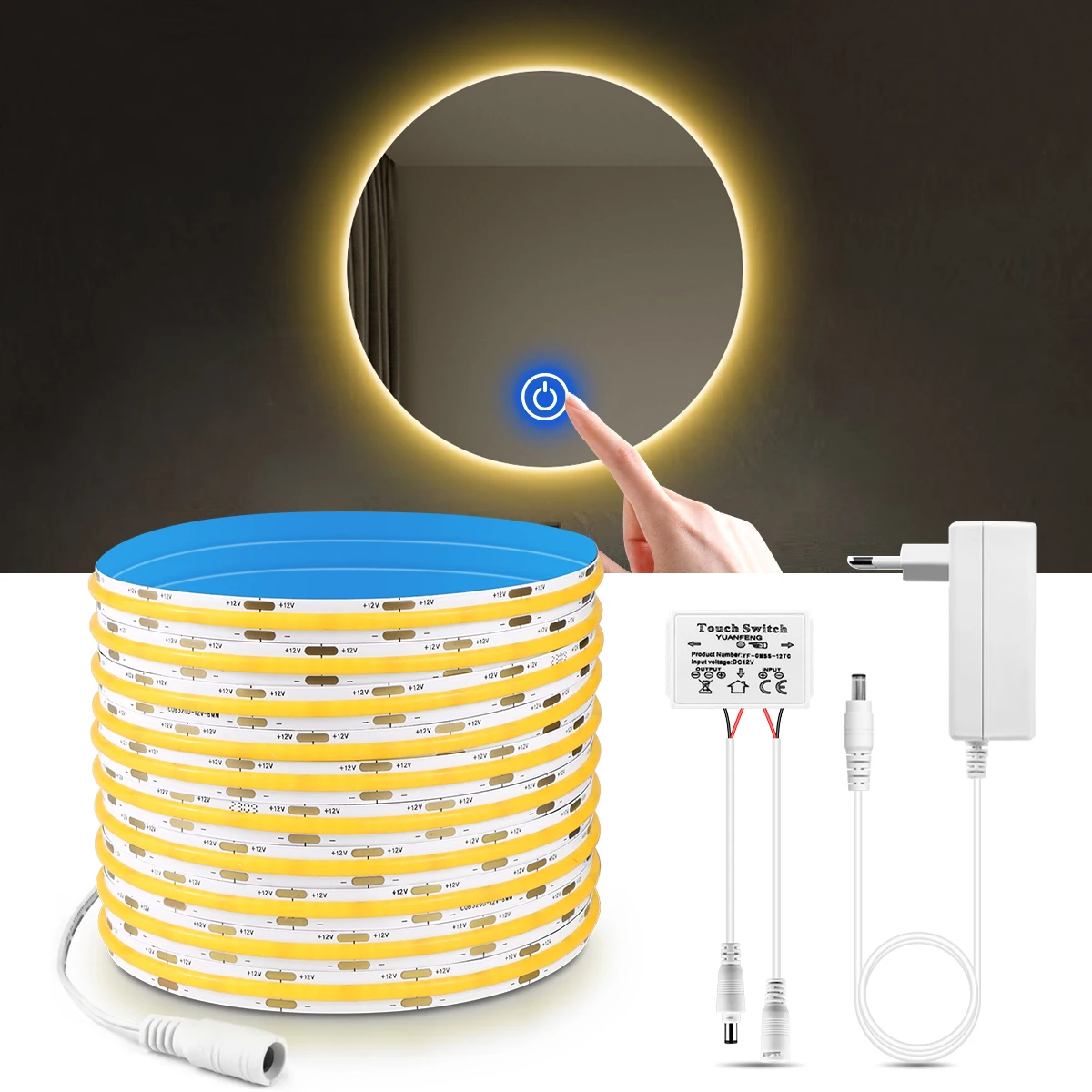 Dimmbare Spiegel Licht Badezimmer Lampe Touch Sensor Schalter LED Make-Up Eitelkeit Lichter Hintergrundbeleuchtung DC12V COB LEDS Hohe Helle