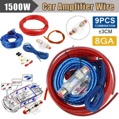 Good Quality 1500W 8AWG Gauge Car Audio Cable Kit Amp Amplifier Install RCA Subwoofer Sub Wiring Set