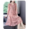 Frauen Lose Rote Blumen Mesh Stickerei Midi Kleid 2025, Sommer Vintage 5XL Plus Größe Casual Kleid Elegante Bodycon Party Vestidos