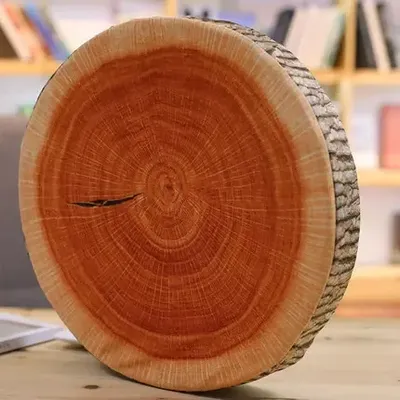 Baumstumpf Rückenlehne mit Wutong und Gingko Biloba Print Plüsch Simulation Holzmaserung Kissen Image