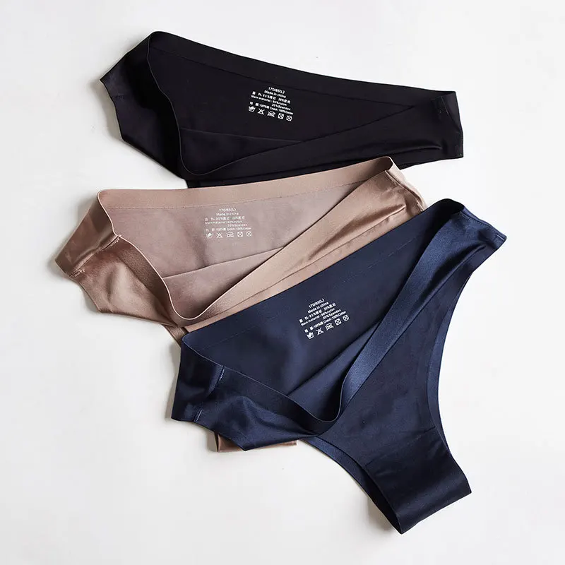 Eis Seide Tanga Sexy Frauen Höschen Nahtlose T Zurück G String Slips für Mädchen Unterwäsche Versuchung Damen Unterhosen Größe M-XXL