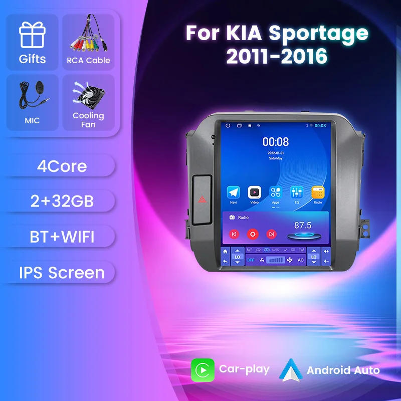 Android All-in-One-Autoradio Stereo für Kia Sportage 3 Sl 2010-2016 für Tesla Carplay drahtlose Multimedia-Navigation GPS WiFi Image