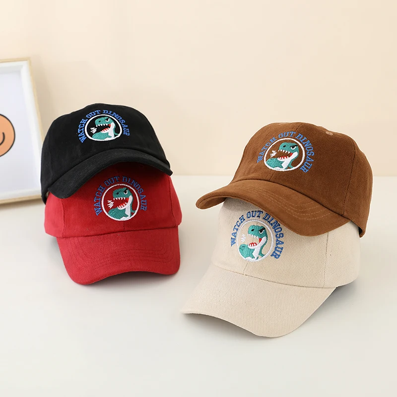 Schule Baby Boy Baseball Sommer bestickte Dinosaurier Kinder Outdoor Kinder Mützen für 2-8 Jahre verstellbare Sport hüte Image