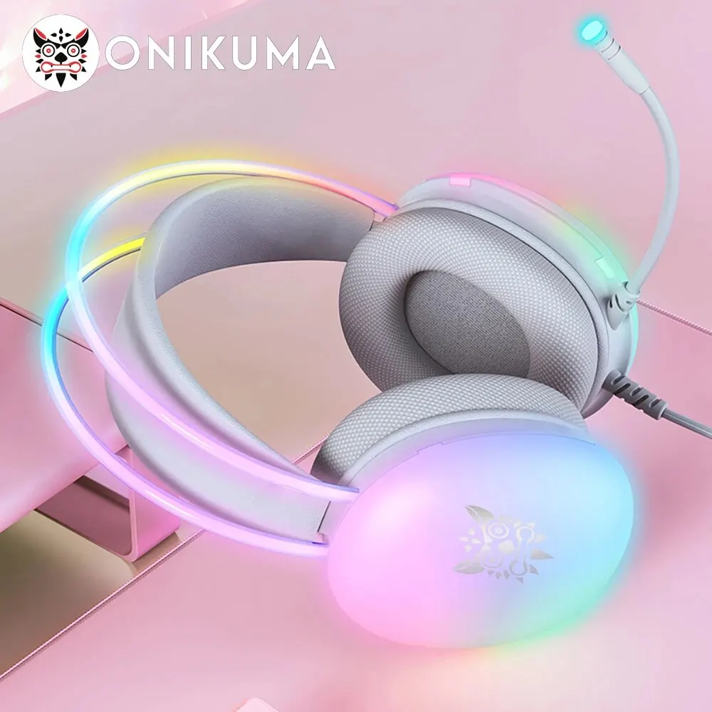 Onikuma Gaming-Headset mit voll beleuchteten dynamischen RGB-Licht kabel gebundenen Gaming-Kopfhörern Geräusch unterdrückung Mikrofon tragbare Kopfhörer Image