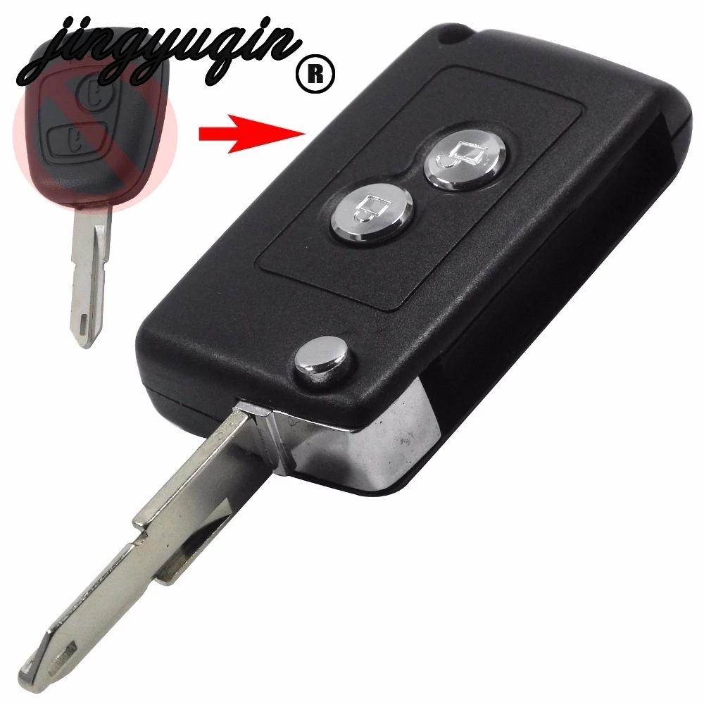 Jingyuqin 2 Tasten modifiziert Flip Folding Remote Fob Auto Schlüssels chale Abdeckung für Peugeot 206 306 406 Citroen C2 C3 Xsara Picasso Image