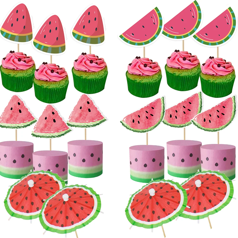 20 stücke Multi-Typ Wassermelone Cupcake Topper Papier kuchen Topper für Wassermelone Geburtstag Sommer Pool Party Dekoration liefert Image