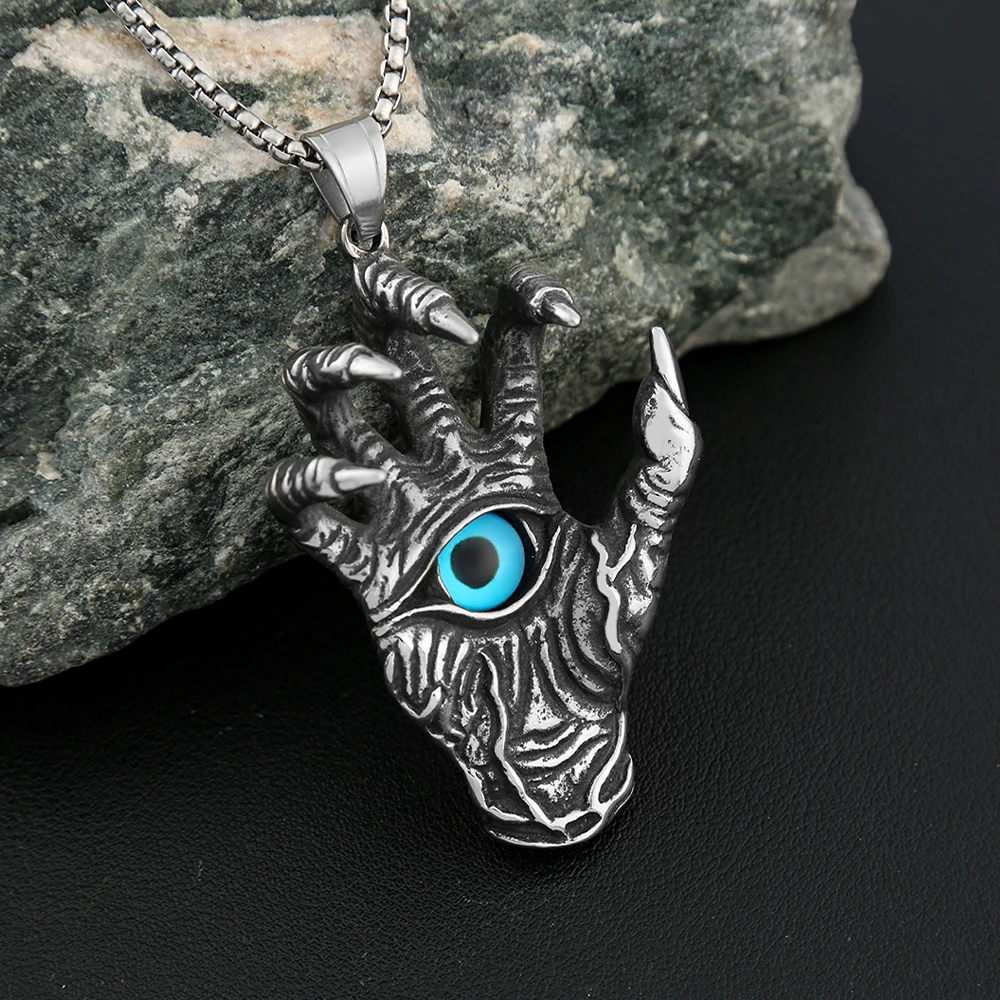 Gothic Dämon Hand Klaue Anhänger Halsketten Für Männer Jungen Kette Punk Hip Hop Dämon Auge Halskette Straße Biker Schmuck Geschenke Großhandel Image