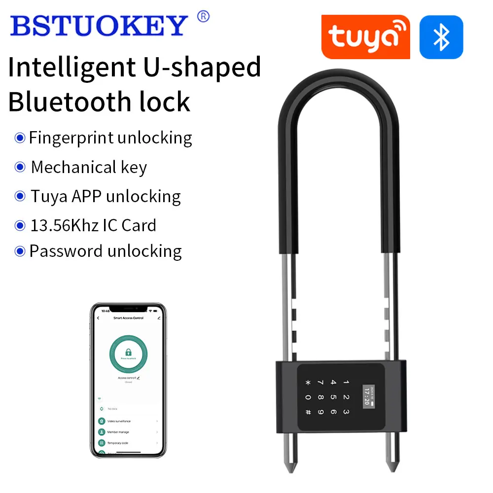 Tuya elektronische intelligente Finger abdrucks chloss U-förmiges Passwort ic Kartens chloss Glastür schloss intelligente U-Typ Vorhänge schloss elektrische Verriegelung Image