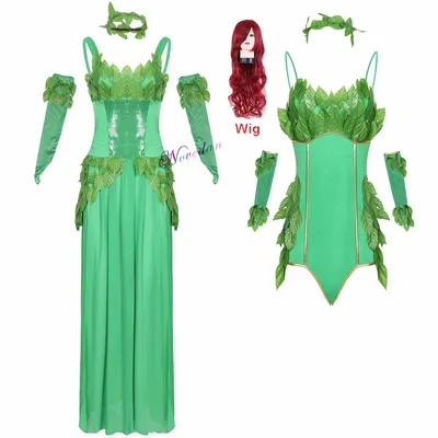 Sexy Frauen Tödliche Schönheit Gift Ivy Body Cosplay Outfit Erwachsene Partei Phantasie Kleid Karneval Halloween Kostüm Perücke Image