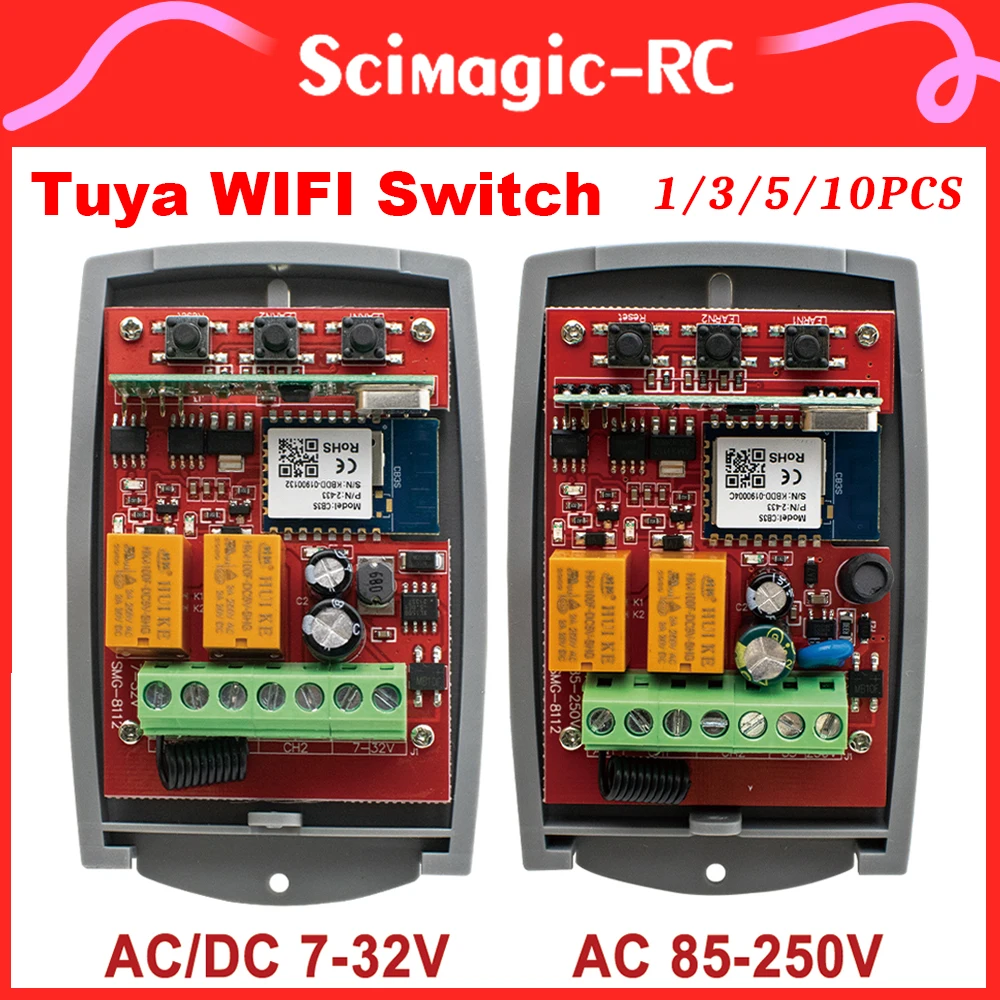 SCS SENTINEL Garagentor Fernbedienung WiFi Empfänger 433MHz Universal Tor Controller Tuya Smart Reveiver 2CH 12V-24V 85-250V Image