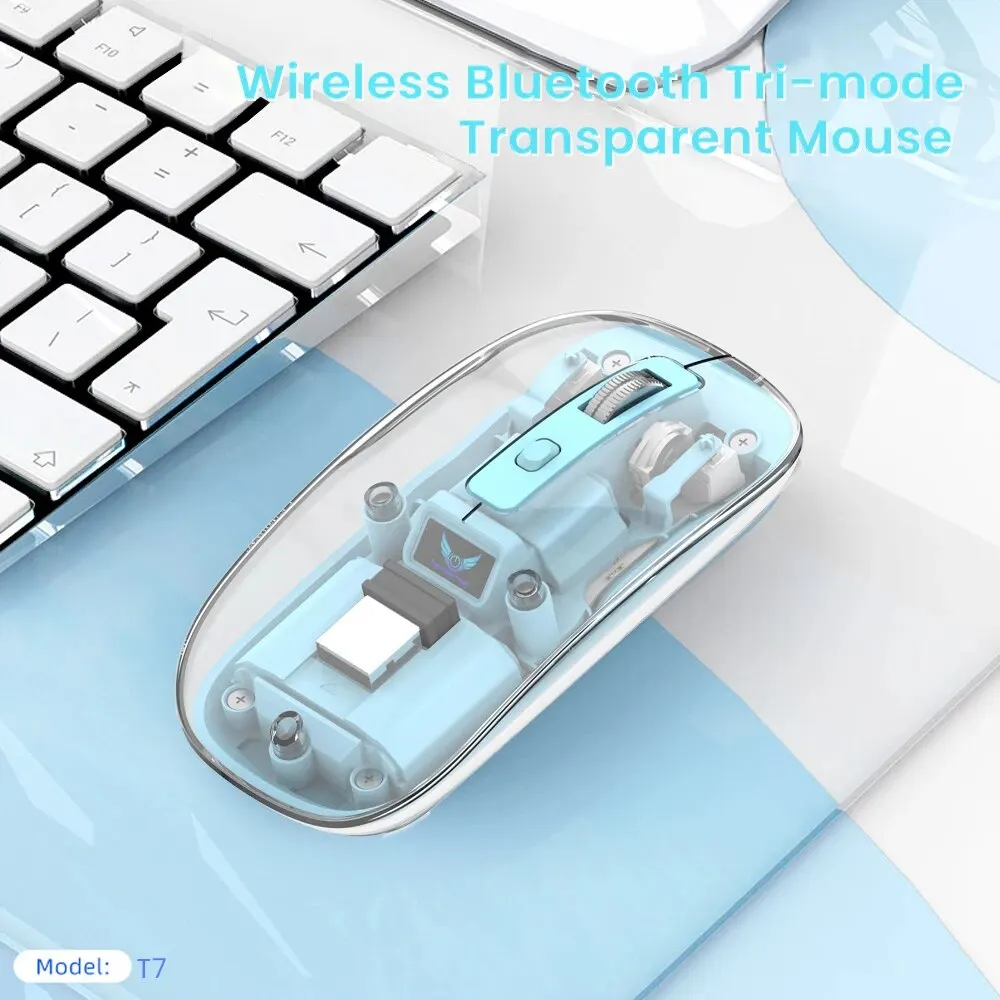 Drahtlose Maus für Laptop Bluetooth-kompatible 2,4g USB drahtlose PC Desktop-Computer transparente wiederauf ladbare Gaming-Maus Image