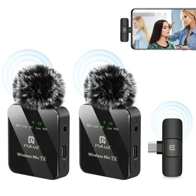 PULUZ Wireless Lavalier Microphone for iPhone / iPad / Type-C Phone, 8-Pin / Type-C Receiver and