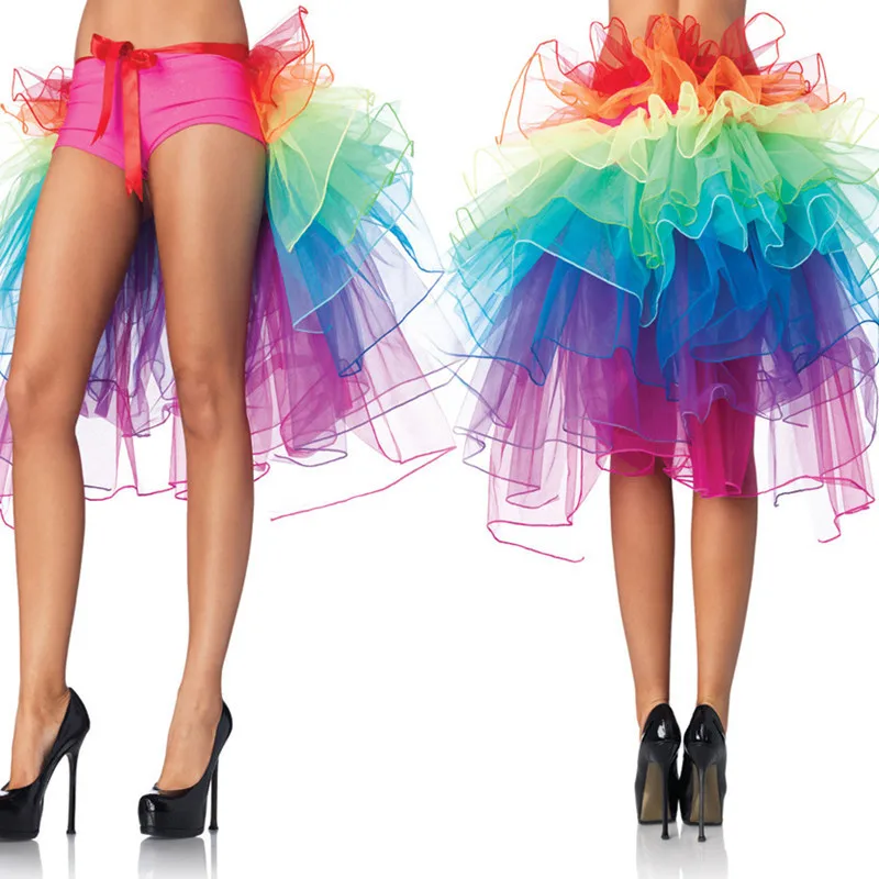 Mehrlagiger Regenbogen-Bustle-Rock für Damen, Tanz-Tüll-Tutu-Rock für Clubwear, Karneval, amerikanische Partyröcke, Tanzfee Image