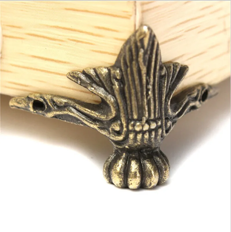 4/8 teile/satz Antike Bronze Messing Schmuck Truhe Holz Möbel Box Dekorative Füße Bein Eckenschutz Vintage Dekoration Neue
