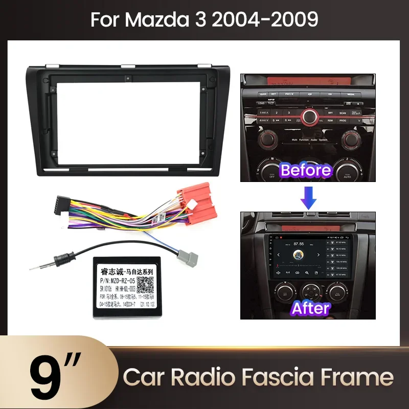9 Zoll Gesichtsrahmen für Mazda 3 2004–2009 2 Din Autoradio GPS Stereo DVD Center Control Dashboard Fascia Stereo Panel Dash Kit Image