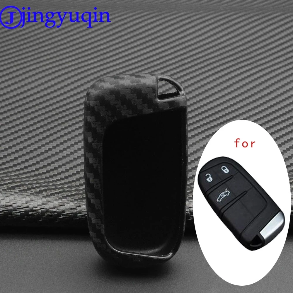 Jingyuqin Carbon Silikon Autos chl üssel Fall für Dodge Reise Ladegerät für Jeep Renegade Grand Cherokee für Chrysler Image