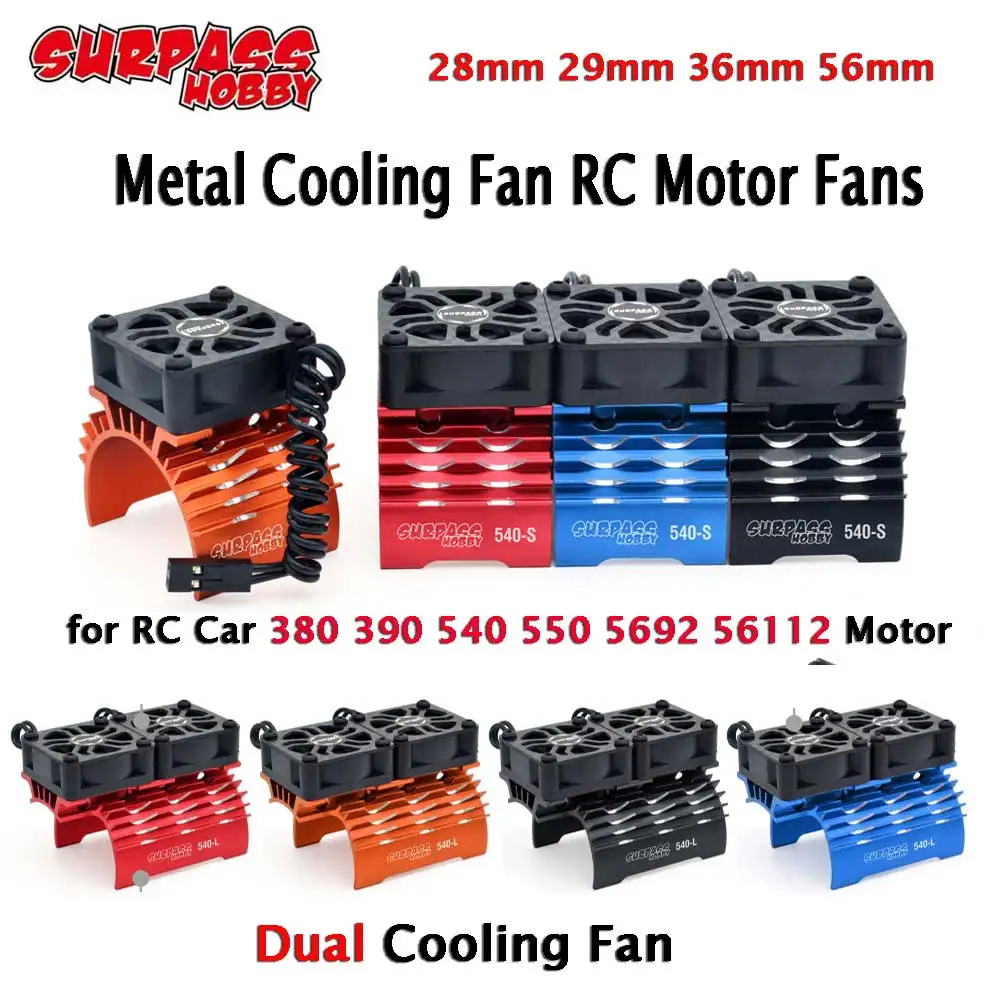 SURPASS HOBBY Metall-Lüftermotor-Lüfter 28 mm 29 mm 36 mm 56 mm für 1/5 1/8 1/10 1/12 RC Car 380 390 540 550 5692 56112 Motor