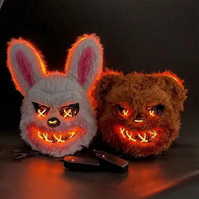 Horror blutige Kaninchen Bär Halloween Party führte Leucht maske Cosplay Kostüm leuchten Voll gesichts masken gruselige Killer Maske Maskerade Image