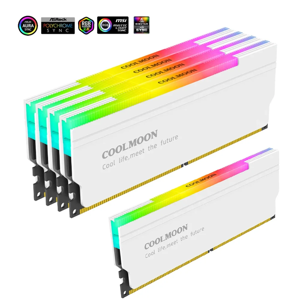 5V-3PIN ARGB RAM Kühlkörper Aura Sync DDR Speicher RAM Kühler mit thermischem Silikonpad für Desktop-Computer PC-Speicher Image