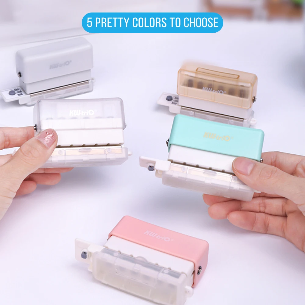 KW-triO 6-Loch-Papierstanzer, tragbarer Mini-Stanzer, unterstützt mehrere 20/26/30 Lochstanzen, 5,5 mm Öffnung für A4 A5 B5 Notebook Image