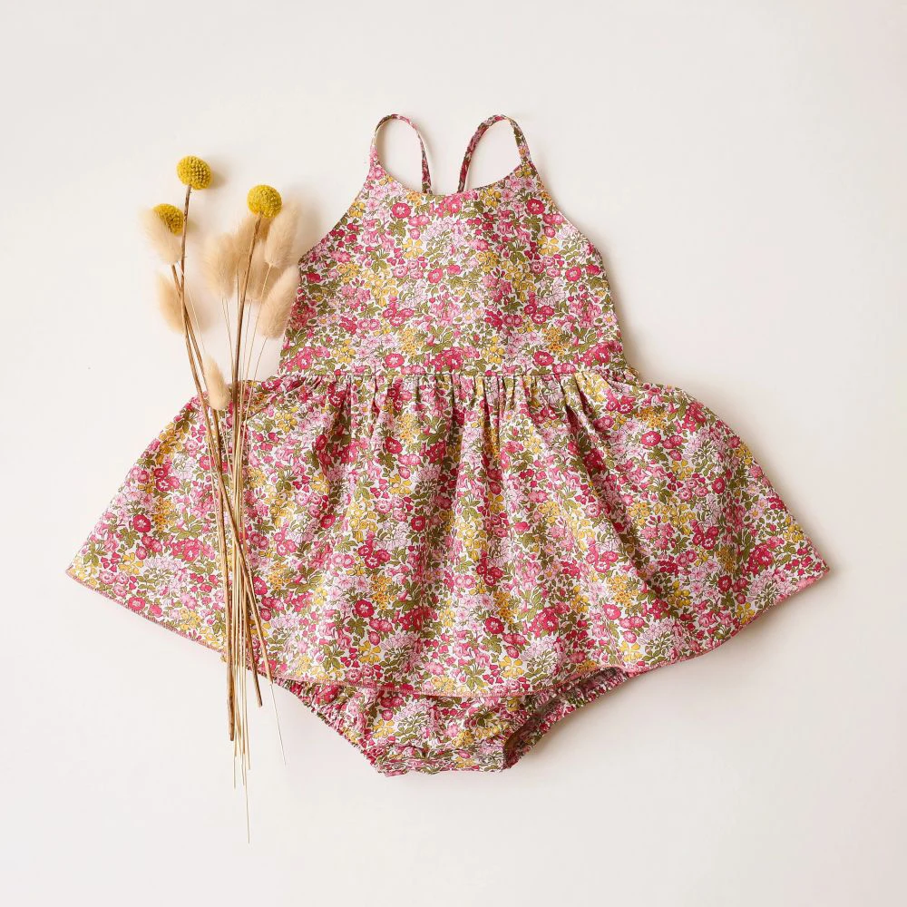 Florales Baby-Mädchen-Kleid für 0–2 Jahre, Sommer, rückenfrei, für Kleinkinder, Mädchen, Spielanzug, Kleidung Image