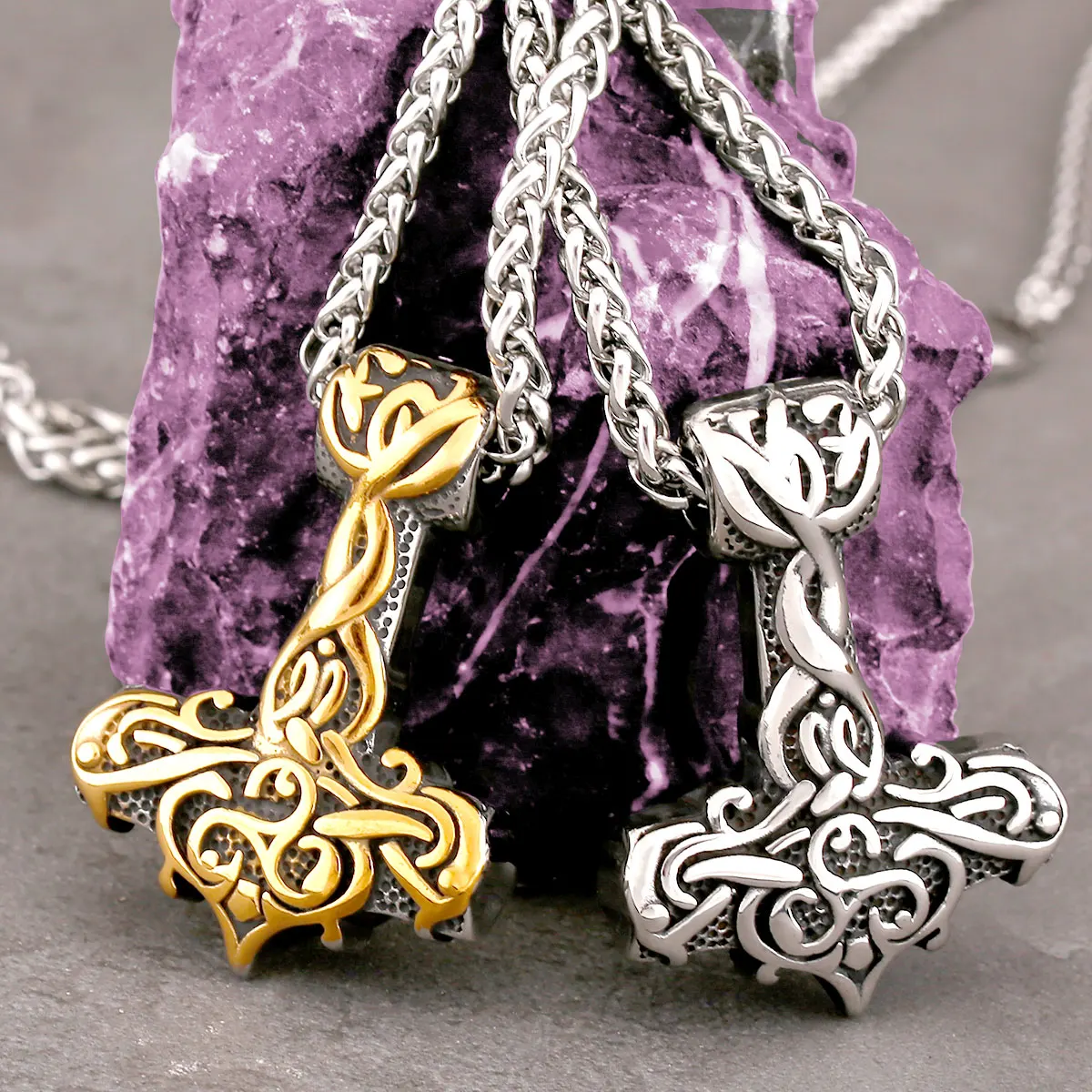 Neue Kreative Viking Thors Hammer Halskette Vintage Edelstahl Mode männer Boot Anker Zubehör Schmuck Geschenk Großhandel Image