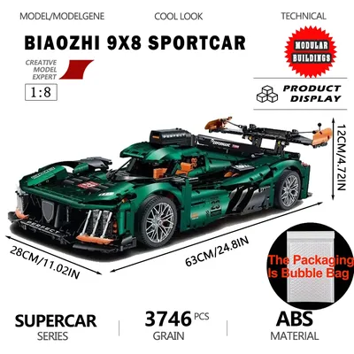 Maßstab 1:8 Modell Sportcar Biaozhi 9X8 Bausteine Ziegel High Tech Technische RC Racing Auto Montage Image