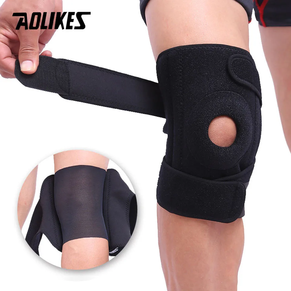 Aolikes 1pcs verstellbare elastische Knies tütze Patella Knies chützer Loch Sport Knies chützer Kniesc honer Ginocchiere Image