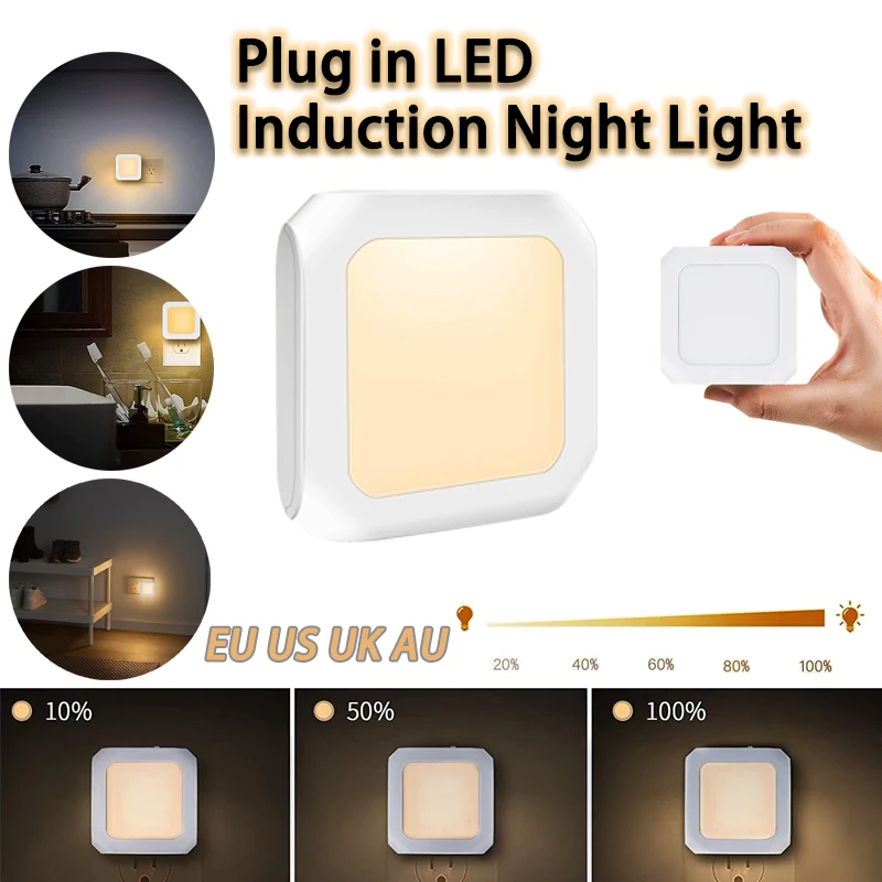 Mini-LED-Nachtlichter, Plug-in-Licht, dimmbare Lampen, energiesparende quadratische Lampe unter dem Schrank, Licht für Küche, Wohnzimmer, Gang, WC