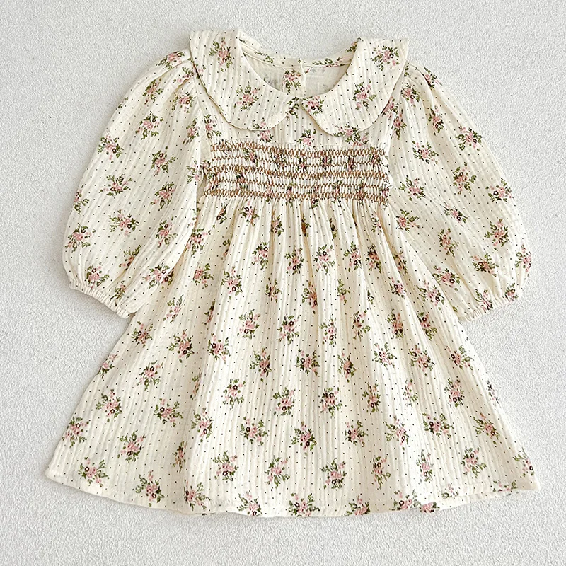 Herbst Kinder Baby Mädchen Kleid Baby Mädchen Kleid Langarm süße Blume Druck Prinzessin Kleid Frühling Kinder Kleidung Kleid Image