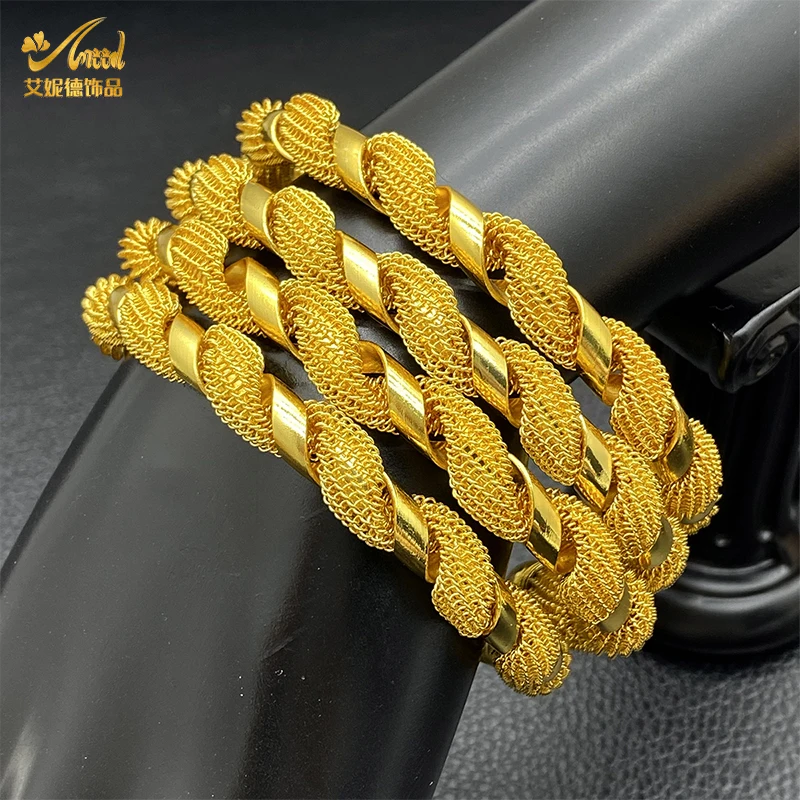 Aniid Dubai Luxus Manschette Armreifen 24 Karat Gold Farbe Armbänder für Frauen indische Braut äthiopischen Großhandel Schmuck Hochzeits feier Geschenke Image
